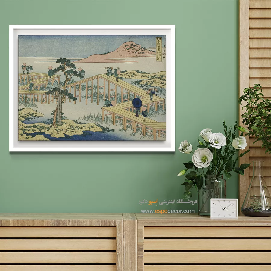 اثر هنری روی بوم - پل هشت تخته ای – تابلو نقاشی هوکوسای - اسپو دکور