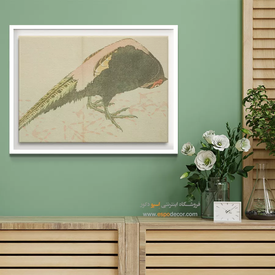 خرید تابلو نقاشی با احساس - قرقاول نر – تابلو نقاشی هوکوسای - اسپو دکور