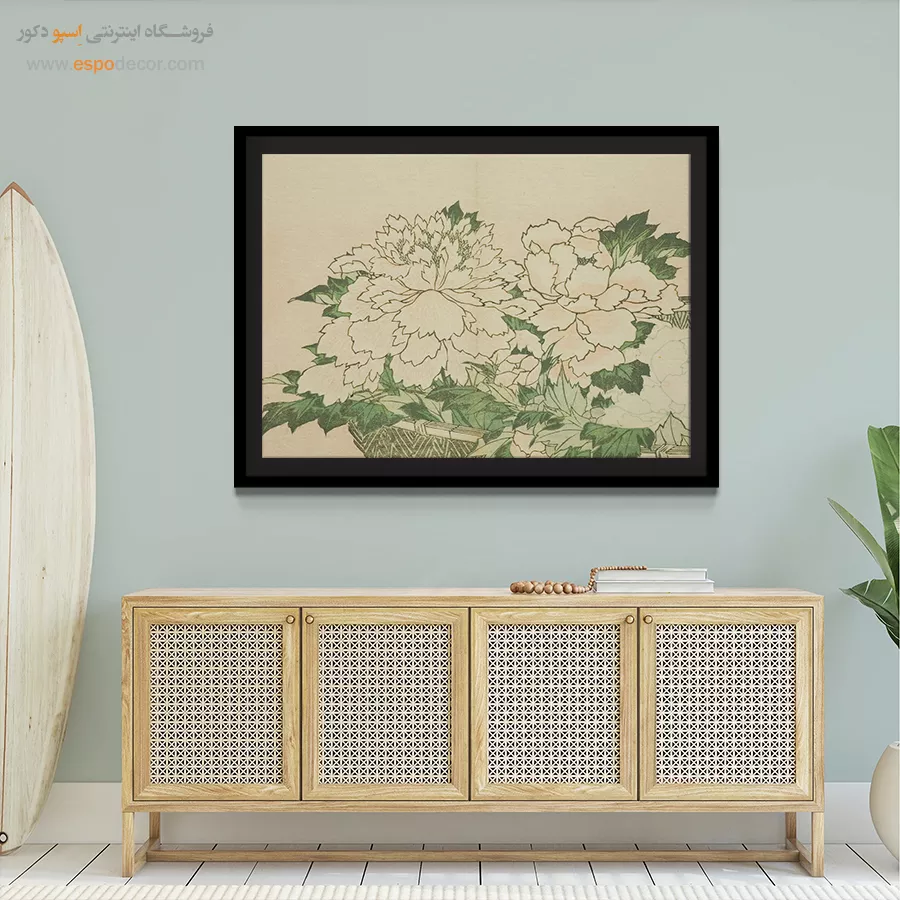 خرید تابلو عمیق و معناگرا - گل داودی در یک سبد – تابلو نقاشی هوکوسای - اسپو دکور