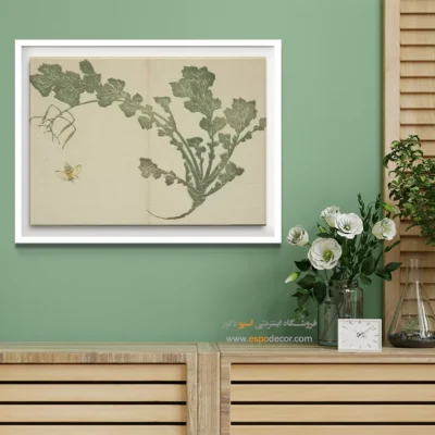 خرید تابلو  ماندگار - ساقه شلغم و زنبور – تابلو نقاشی هوکوسای - اسپو دکور