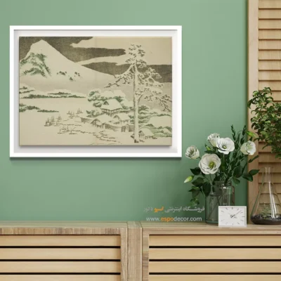 خرید تابلو بزرگ - کوه فوجی در زمستان – تابلو نقاشی هوکوسای - اسپو دکور