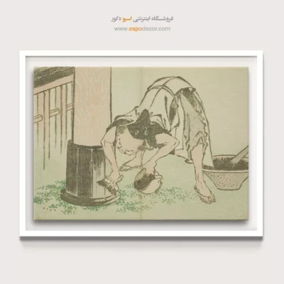 خرید تابلو کوچک - صنعتگری که روی معبد کار می کند – تابلو نقاشی هوکوسای - اسپو دکور