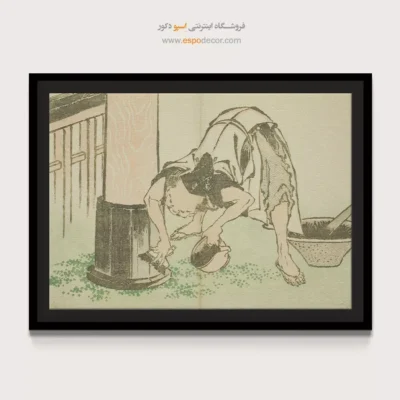 خرید تابلو کوچک - صنعتگری که روی معبد کار می کند – تابلو نقاشی هوکوسای - اسپو دکور