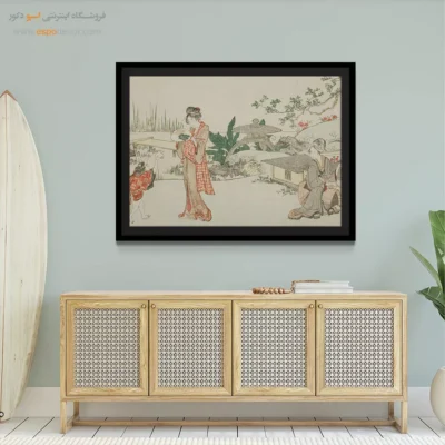 نقاشی دیجیتال روی بوم - فروشنده ماهی قرمز – تابلو نقاشی هوکوسای - اسپو دکور