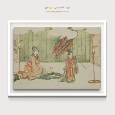 هنر شرقی - دختر جوان در حال رقصیدن – تابلو نقاشی هوکوسای - اسپو دکور