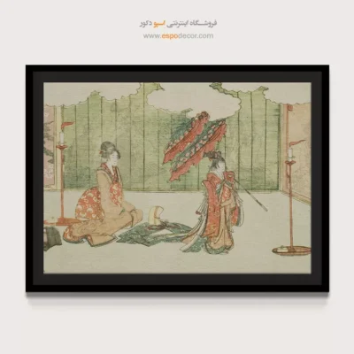 هنر شرقی - دختر جوان در حال رقصیدن – تابلو نقاشی هوکوسای - اسپو دکور