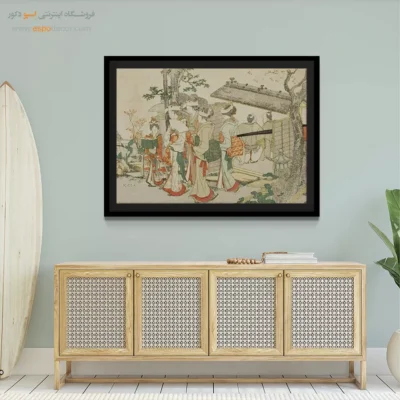 خرید تابلو اتاق خواب - زنان جوان در باغ – تابلو نقاشی هوکوسای - اسپو دکور