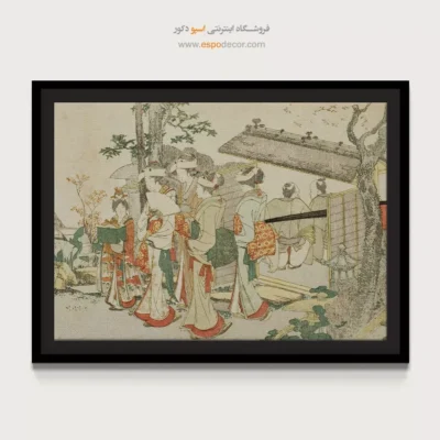 خرید تابلو اتاق خواب - زنان جوان در باغ – تابلو نقاشی هوکوسای - اسپو دکور