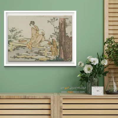 خرید تابلو برای سالن انتظار - مزرعه ماهی قرمز – تابلو نقاشی هوکوسای - اسپو دکور