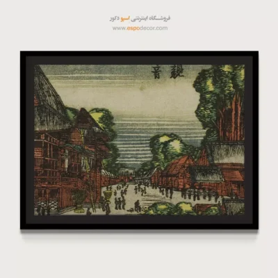 خرید تابلو بوم کلاسیک - معبد – تابلو نقاشی هوکوسای - اسپو دکور