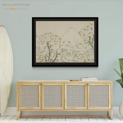 دنیای هنر ژاپن - کوه فوجی با شکوفه درختان گیلاس – تابلو نقاشی هوکوسای - اسپو دکور