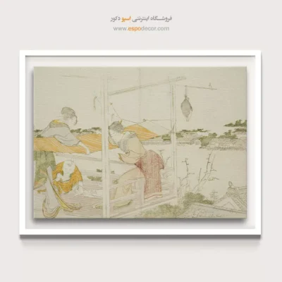 خرید تابلو برای سالن زیبایی - زنان روی ایوان – تابلو نقاشی هوکوسای - اسپو دکور