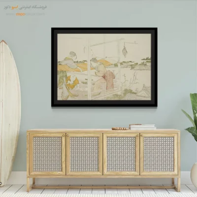 خرید تابلو برای سالن زیبایی - زنان روی ایوان – تابلو نقاشی هوکوسای - اسپو دکور