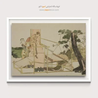 خرید تابلو برای گالری - زنانی که با ماشین بافندگی می بافند – تابلو نقاشی هوکوسای - اسپو دکور