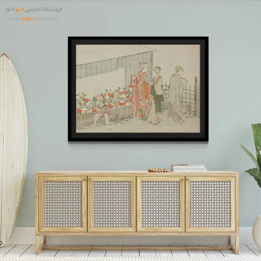 خرید اینترنتی تابلو بوم - نمایش گل – تابلو نقاشی هوکوسای - اسپو دکور