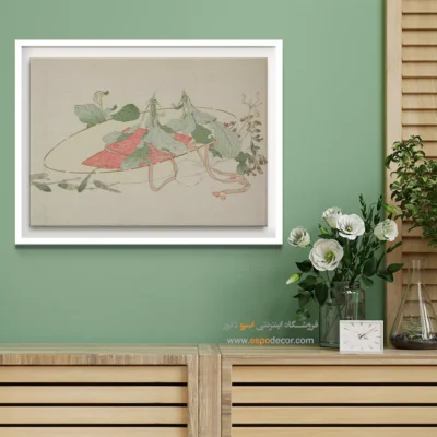 تابلو بوم ارزان - گل و سبزی بهاری – تابلو نقاشی هوکوسای - اسپو دکور