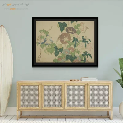 تابلو دکوراتیو لاکچری - شکوه صبح و قورباغه درختی – تابلو نقاشی هوکوسای - اسپو دکور