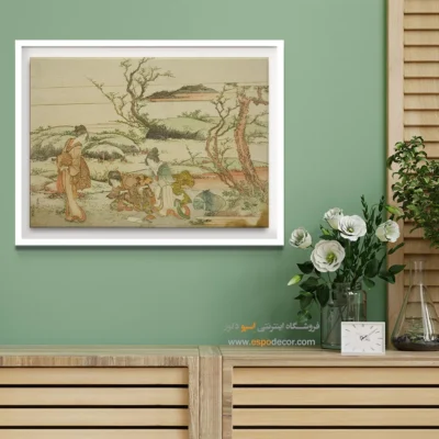 خرید تابلو از هنرمندان ایرانی - جمع آوری سبزه بهاری – تابلو نقاشی هوکوسای - اسپو دکور