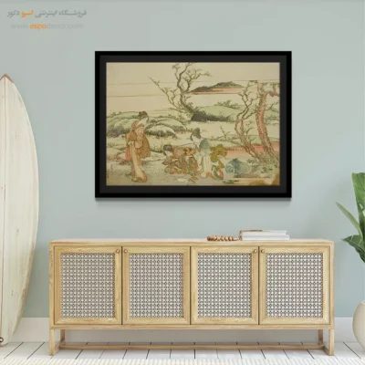 خرید تابلو از هنرمندان ایرانی - جمع آوری سبزه بهاری – تابلو نقاشی هوکوسای - اسپو دکور