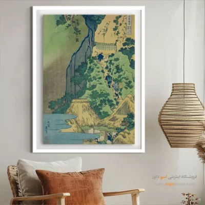 تابلو هنری با قیمت مناسب - معبد کانن در آبشار کیو – تابلو نقاشی هوکوسای - اسپو دکور