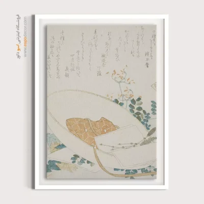 آثار هنری روی بوم - گلهای تازه چیده شده در کلاه – تابلو نقاشی هوکوسای - اسپو دکور