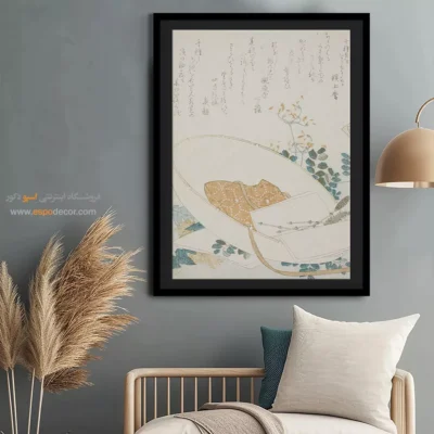 آثار هنری روی بوم - گلهای تازه چیده شده در کلاه – تابلو نقاشی هوکوسای - اسپو دکور