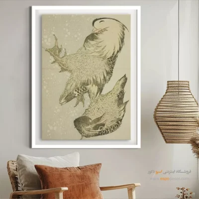 تابلو نقاشی روی بوم - دو پرنده آبزی – تابلو نقاشی هوکوسای - اسپو دکور