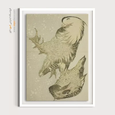 تابلو نقاشی روی بوم - دو پرنده آبزی – تابلو نقاشی هوکوسای - اسپو دکور
