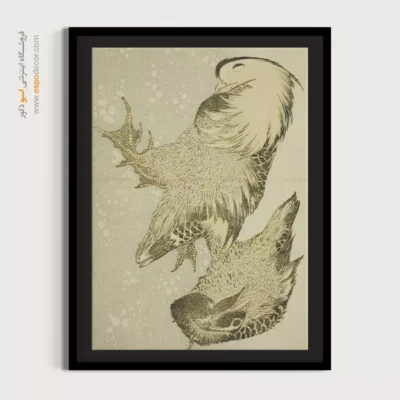 تابلو نقاشی روی بوم - دو پرنده آبزی – تابلو نقاشی هوکوسای - اسپو دکور