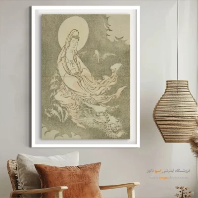 خرید تابلو نقاشی کلاسیک - الهه سوار بر اژدها – تابلو نقاشی هوکوسای - اسپو دکور