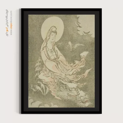 خرید تابلو نقاشی کلاسیک - الهه سوار بر اژدها – تابلو نقاشی هوکوسای - اسپو دکور