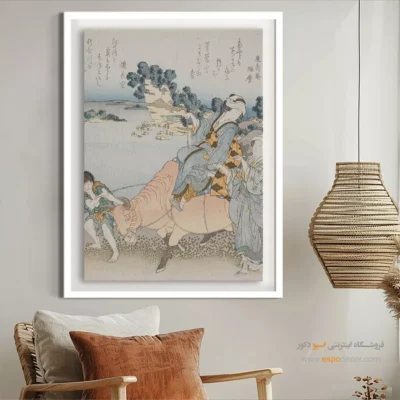 تابلو مناسب سالگرد ازدواج - زن سوار بر گاو – تابلو نقاشی هوکوسای - اسپو دکور