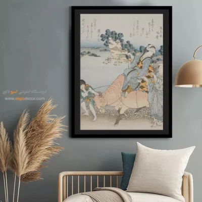 تابلو مناسب سالگرد ازدواج - زن سوار بر گاو – تابلو نقاشی هوکوسای - اسپو دکور