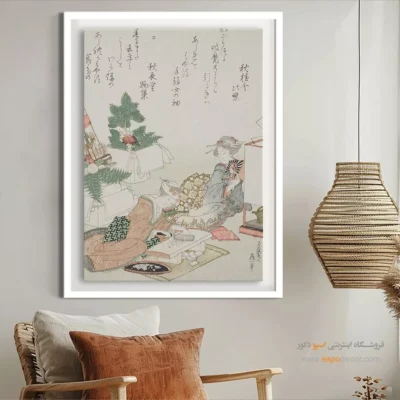 تابلو مناسب برای ولنتاین - خرد کردن کیک برنجی – تابلو نقاشی هوکوسای - اسپو دکور