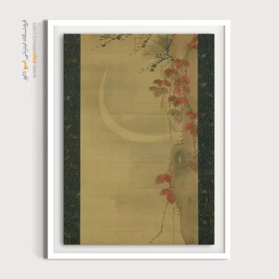 تابلو برای محیط کاری - ماه، کاج و افرا – تابلو نقاشی هوکوسای - اسپو دکور