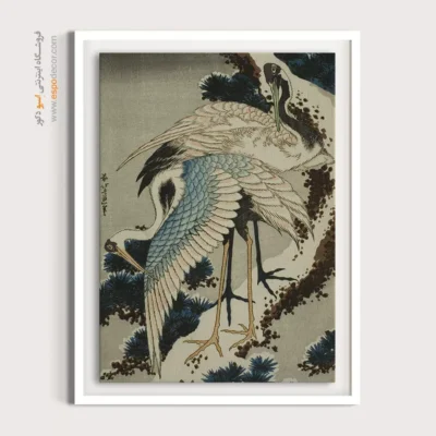 تابلو بوم مینیمال - کاج پوشیده از برف – تابلو نقاشی هوکوسای - اسپو دکور