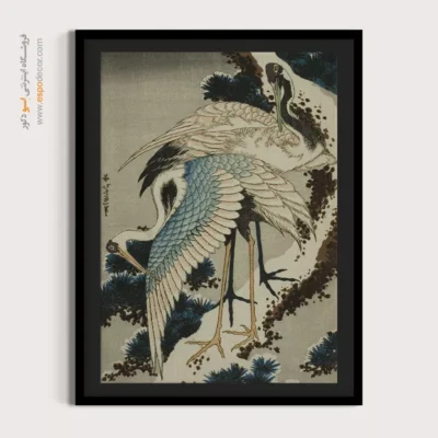 تابلو بوم مینیمال - کاج پوشیده از برف – تابلو نقاشی هوکوسای - اسپو دکور