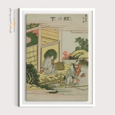 تابلو عمودی برای دیوار - آبشار اونو در جاده کیسوکایدو – تابلو نقاشی هوکوسای - اسپو دکور