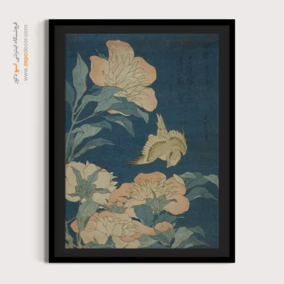 چاپ دیجیتال روی بوم - قناری و گل – تابلو نقاشی هوکوسای - اسپو دکور