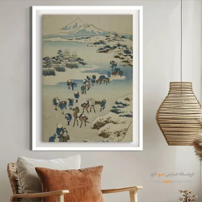 تابلو هنری با کیفیت گالری - عبور از دریاچه یخ زده – تابلو نقاشی هوکوسای - اسپو دکور