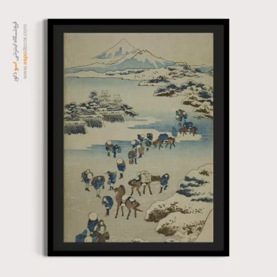 تابلو هنری با کیفیت گالری - عبور از دریاچه یخ زده – تابلو نقاشی هوکوسای - اسپو دکور