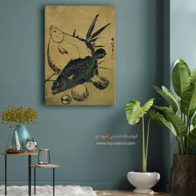 تابلو برای سالگرد ازدواج - ماهی پهن، عقرب ماهی و صدف – تابلو نقاشی هوکوسای - اسپو دکور