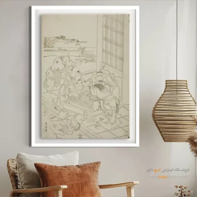 تابلو با پیام خاص - دعوای پسران چینی و تارتار – تابلو نقاشی هوکوسای - اسپو دکور