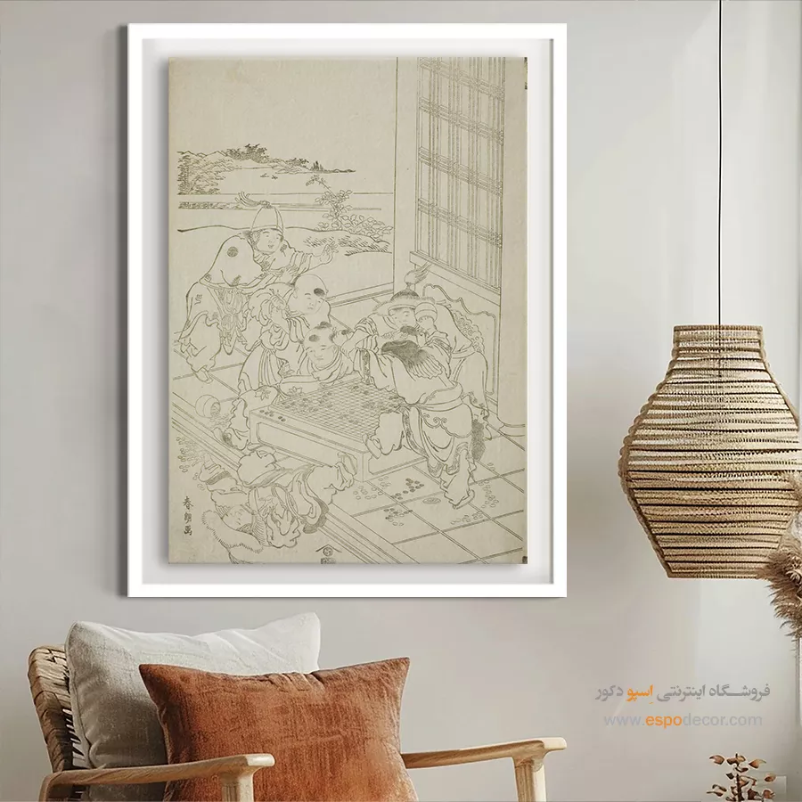 تابلو با پیام خاص - دعوای پسران چینی و تارتار – تابلو نقاشی هوکوسای - اسپو دکور