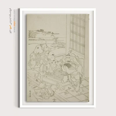 تابلو با پیام خاص - دعوای پسران چینی و تارتار – تابلو نقاشی هوکوسای - اسپو دکور