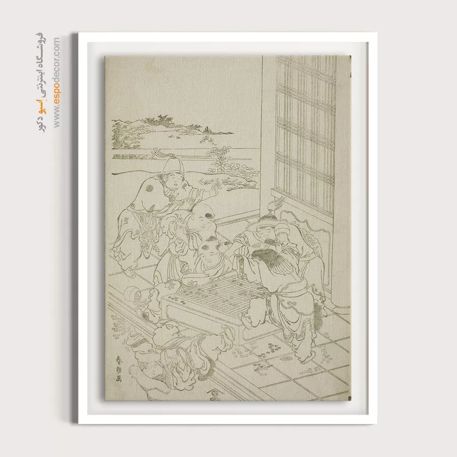 تابلو با پیام خاص - دعوای پسران چینی و تارتار – تابلو نقاشی هوکوسای - اسپو دکور