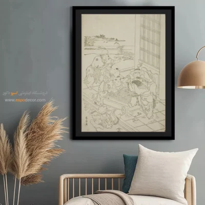 تابلو با پیام خاص - دعوای پسران چینی و تارتار – تابلو نقاشی هوکوسای - اسپو دکور