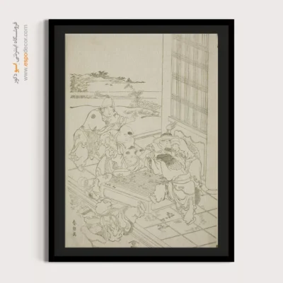 تابلو با پیام خاص - دعوای پسران چینی و تارتار – تابلو نقاشی هوکوسای - اسپو دکور