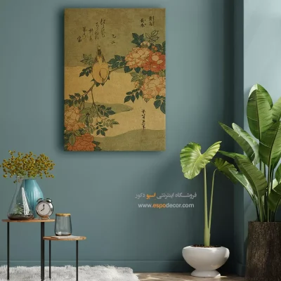 تابلوهای خاص و کمیاب - بوش واربلر و رز – تابلو نقاشی هوکوسای - اسپو دکور