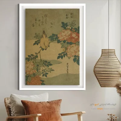 تابلوهای خاص و کمیاب - بوش واربلر و رز – تابلو نقاشی هوکوسای - اسپو دکور